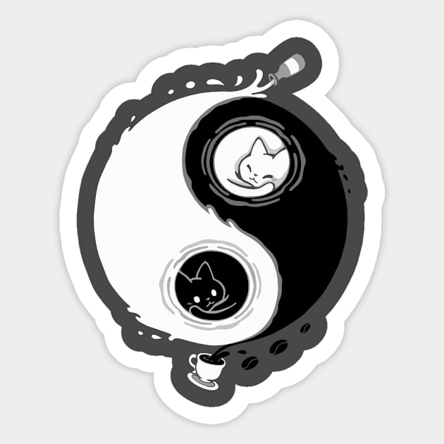 Ying Yang Coffee and Milk Sticker by Vallina84